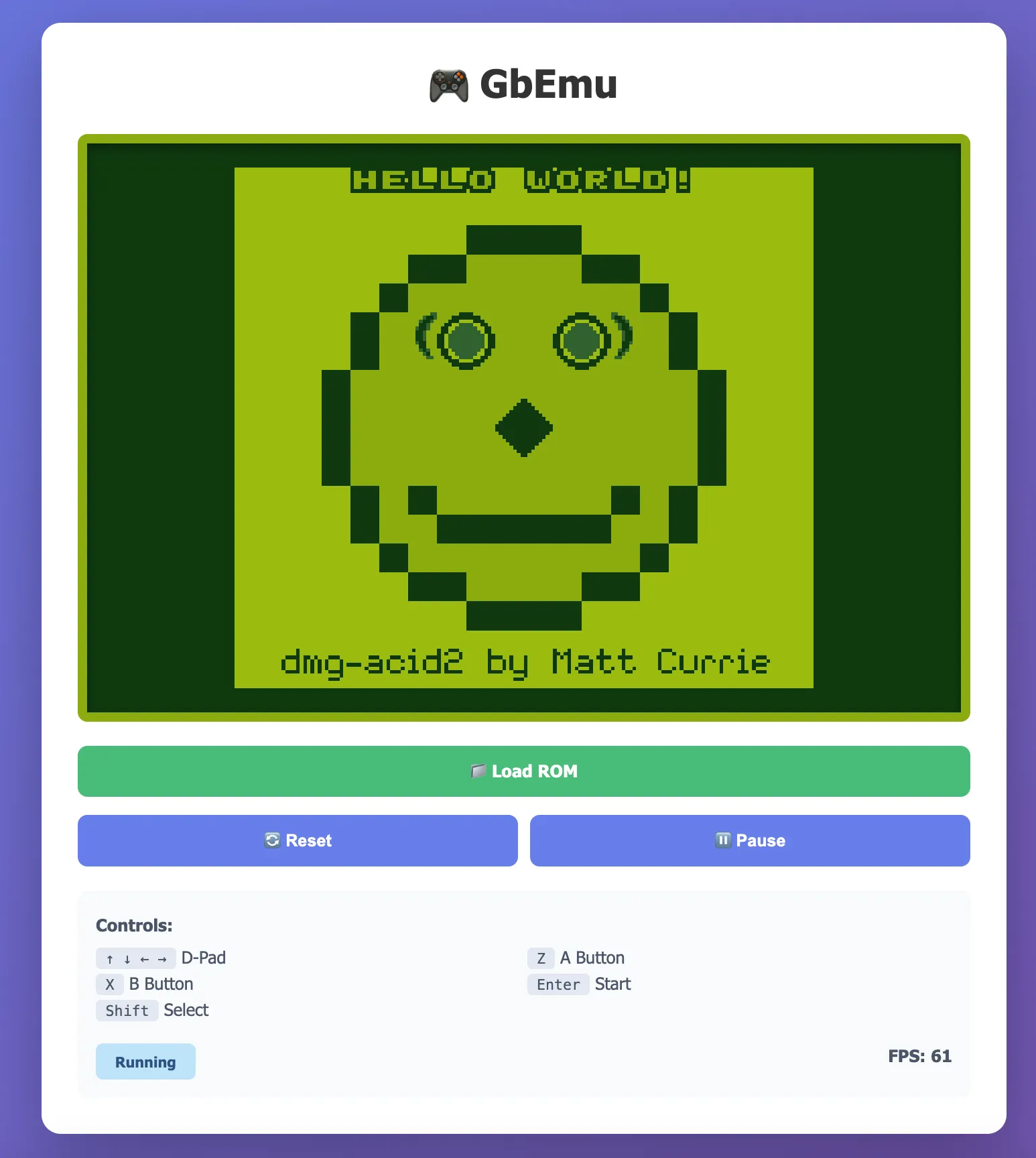 DMG ACID test passing with the expected smiley output